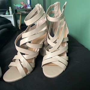 High heal nude open toe boots